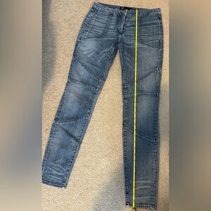 3x1 Women's Distressed Blue Skinny Moto Jeans